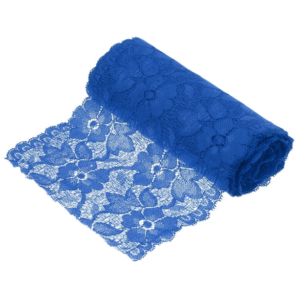 Cinta de encaje de patrón floral de 6.3 pulgadas de ancho y 5 yardas de color azul marino para envoltura de regalos, decoración de bodas