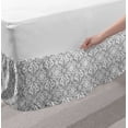 thumbnail image 2 of Irish Bed Skirt, Royal Antique Floral Curves Old Fashioned Style Folkloric Tile, Elastic Bedskirt Dust Ruffle Wrap Around for Bedding Decor, 4 Sizes, Grey and White, by Ambesonne, 2 of 2