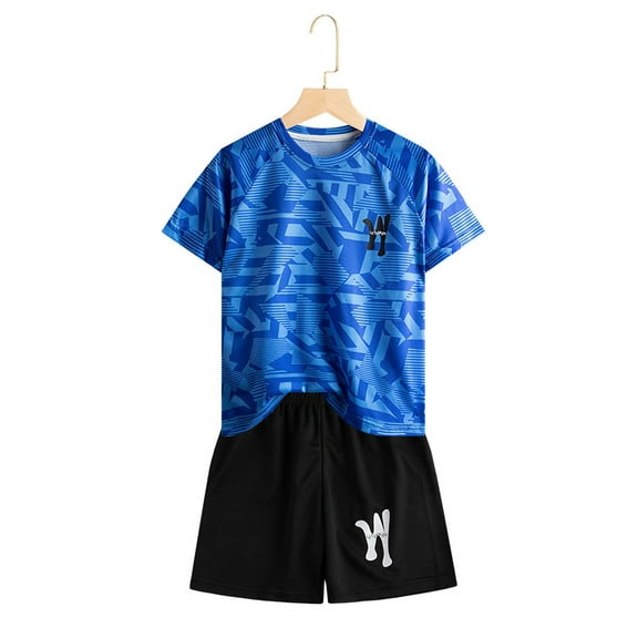 Fainosmny Boy'S Short Sleeved Running Suit Casual Quick Drying Clothes For Boys And Girls Summer T Shirt Shorts Two Piece Set Boys Outfits&Set Dark Blue 170/(13-14 Years)