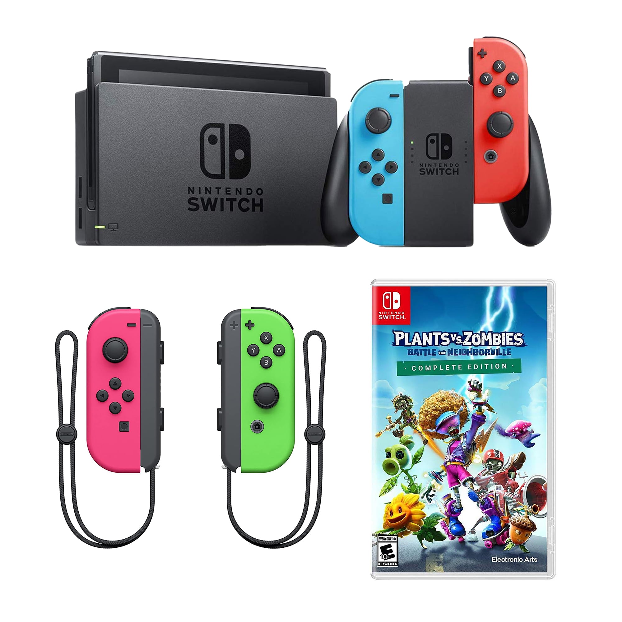 Nintendo Switch Nintendo Switch Console & Red Joy-Con + Pink & Green Joy-Con Controllers + vs. Zombies Nintendo Switch - Walmart.com