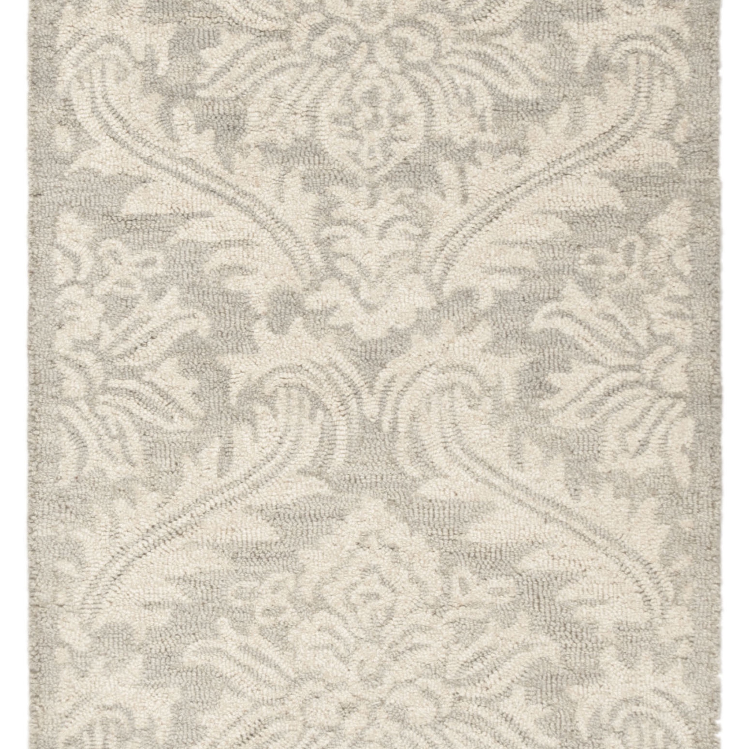 SAFAVIEH Micro-Loop Romain Damask Floral Wool Runner Rug, Silver, 2'3" x 7'