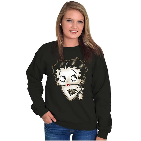 Betty Boop Cheetah Print Bling Women Crewneck Sweatshirt Brisco Brands S