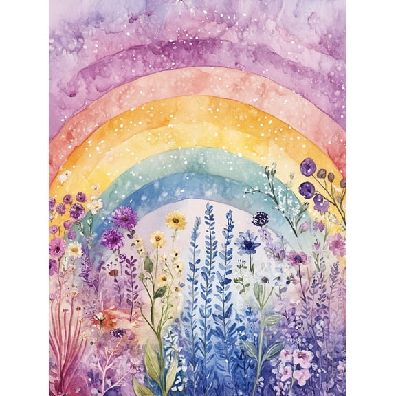 Rainbow Flowers Watercolor Wall Art Canvas Print Perfect for Bedroom Living Room Bathroom Office and Kitchen Decoration