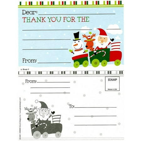 Santa's Train Kids Holiday Thank You Postcards - 4in.x 6in. - 10 Pack (423/5269)