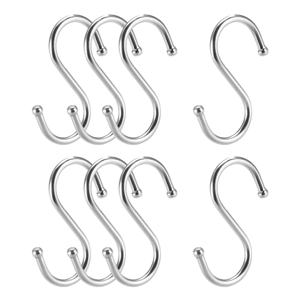 Ganchos en S de acero inoxidable de 2.6" para colgar en cocina, baño, dormitorio, almacenamiento, uso exterior, múltiples usos, 8 piezas