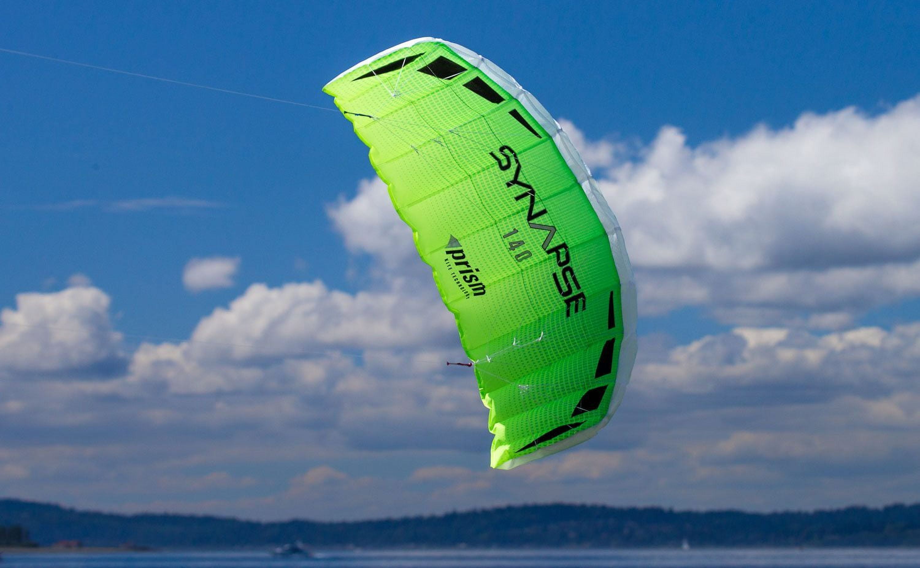 Prism Synapse 140 Foil Kite Bundle with Aurora Green 20ft Tube Tail Accessory plus WBK Decals & Key Fob