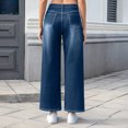 thumbnail image 4 of YanHoo Women's High Waisted Jeans Stretchy Fashion Classic Casual Jean Pants Straight Leg Loose Denim Pants with Pockets Dark Blue,XXL, 4 of 7