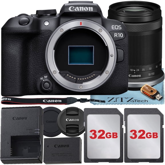 Canon EOS R10 Mirrorless Camera with RF-S 18-150mm Lens   2 Pack 32GB Memory Card   ZeeTech Accessory Bundle (International Version)