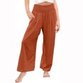 thumbnail image 2 of AherBiu Cotton Linen Pants for Girls Teens Wide Leg High Waisted Lightweight Summer Casual Trousers with Pockets, 2 of 4