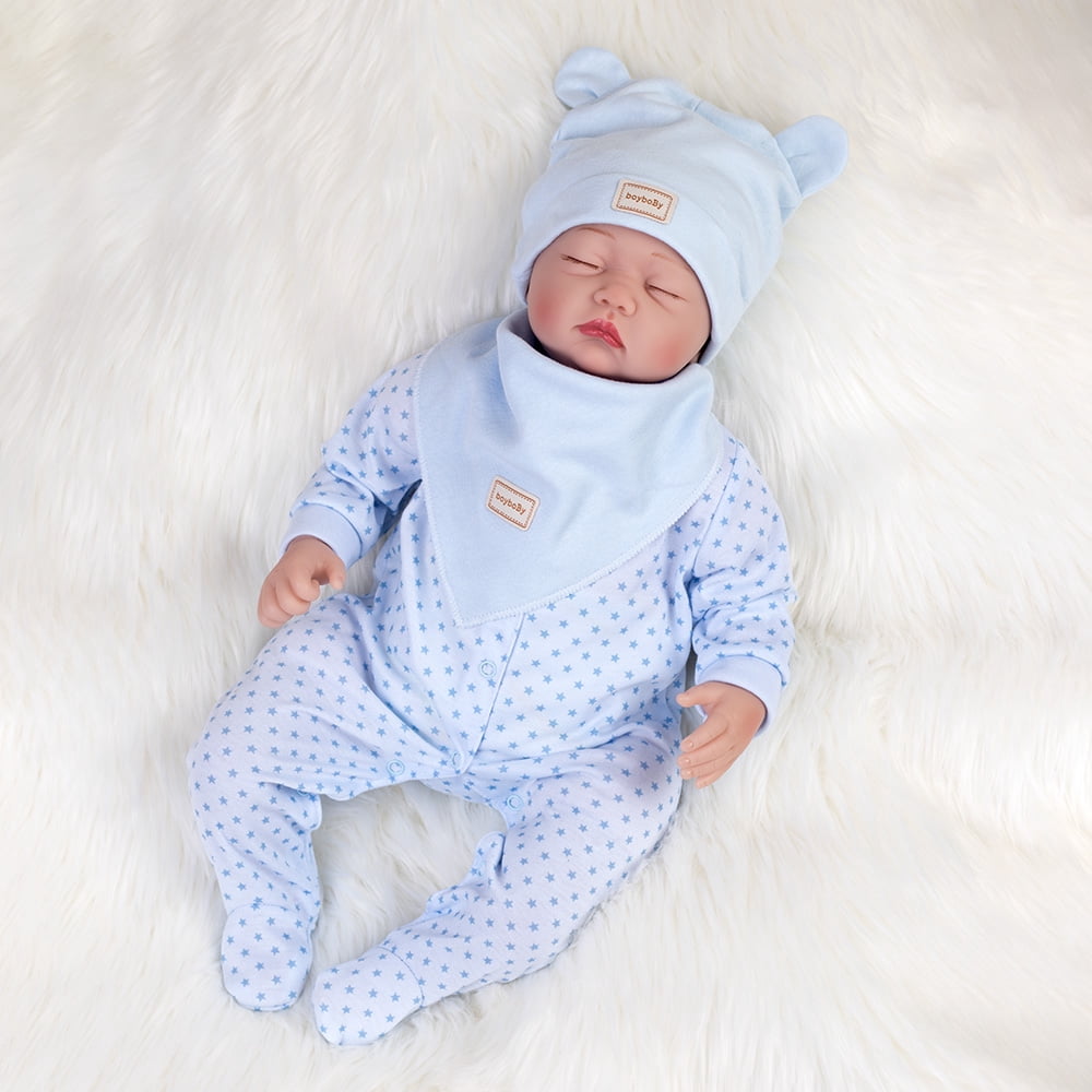 Handmade Lifelike Reborn Baby Dolls Soft Cloth Body Newborn Boy Doll Closed Eyes Doll with Accessories