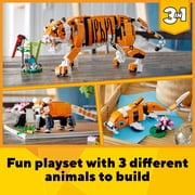 LEGO Creator 3 in 1 Majestic Tiger Building Toy - Build & Display Set for Kids, Girls & Boys, Ages 9+ Birthday Gift Idea - Create a Tiger, Panda, or Koi Fish - 31129