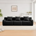 thumbnail image 3 of FFH 3 Seater Sofa for Living Room, 115.3" Comfy Teddy Couch, Modular Sectional Sofa, 3 Pillows (Black, 3 Seater), 3 of 13