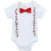 Noahs Boytique Baby Boys Valentines Day Bodysuit Shirt Outfit with Mustache Heart Suspenders and Red Bow Tie 6-12 Months