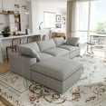 thumbnail image 4 of Sdorens Free Convertible Sectional Sofa Modular Couch,L-Shaped Modern Linen Fabric Sofa for Living Room,Apartment and Small Space,3-Seat Sofa with Ottoman,Light Gray, 4 of 19