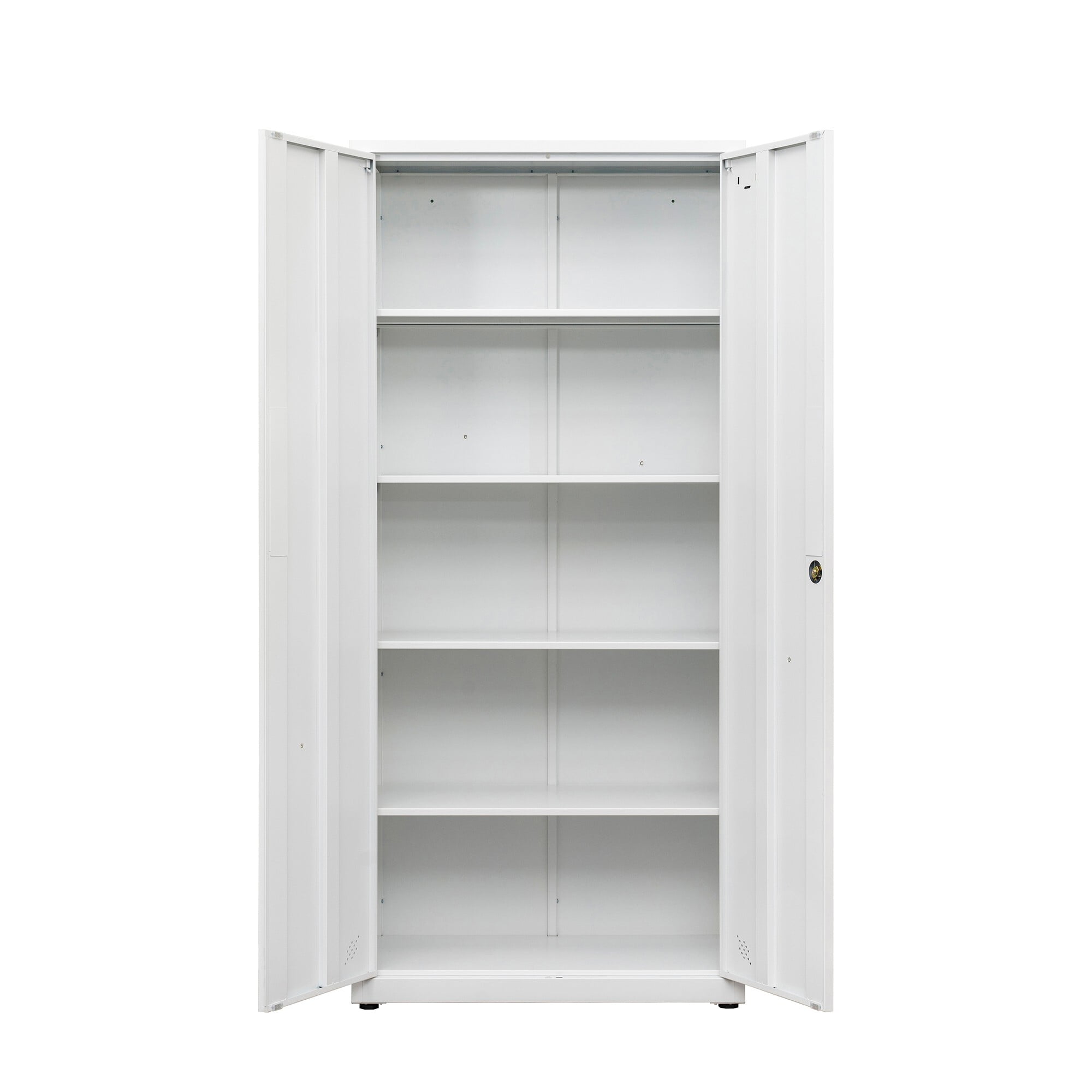 AENKYO 68.9" Heavy Duty Metal Storage Cabinet with Adjustable Shelves & Lock, Steel Locker for Home and Office, White