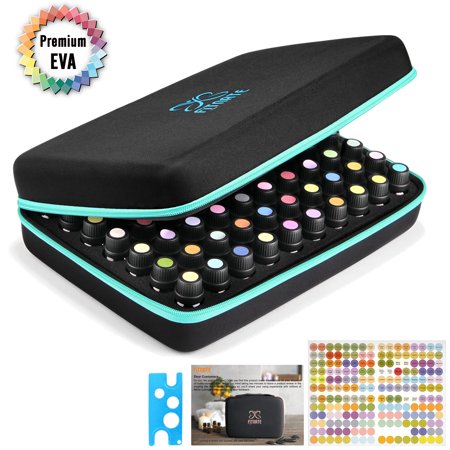 Fitnate 70 Bottles Essential Oils Storage Carrier unscented with Bottle Cap Labels & Bottle Opener- Sapphire Blue