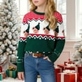 thumbnail image 4 of Tisuna Christmas Toddler Girls Sweater Cartoon Bear Print Long Sleeve Crew Neck Tops Stretch Casual Autumn Winter Kids Pullover Sweater Green Size 18-24 Months, 4 of 4