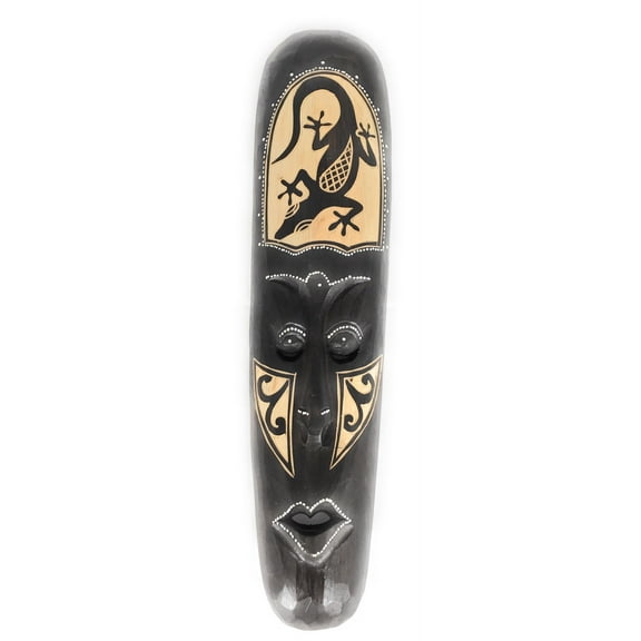 Tribal Chief Tiki Mask 20" w/ Gecko - Primitive Art | #wib370650g