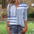 thumbnail image 3 of Craaazy Women's Casual Printing 3/4 Sleeve Button V- Neck Pleated Fashionable Spring Summer Tops Gifts, 3 of 6
