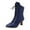 Blue, variant on Vintage Mid Calf Combat Boots for Women Cocktail Party Medival Leather Pointed Toe Kitten Heel Dress Short Booties AG Size 6