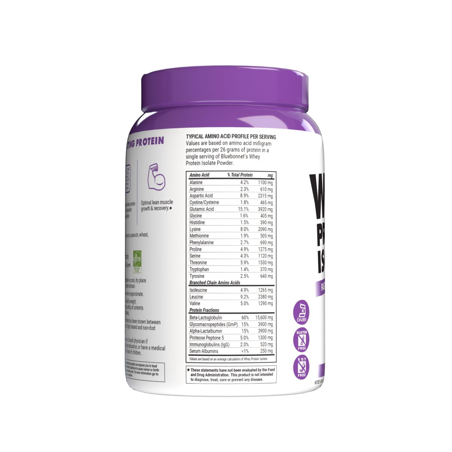 Bluebonnet Nutrition Whey Protein Isolate Powder Original Flavor, 1.1 lbs