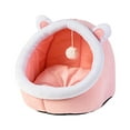 thumbnail image 2 of Soft Pet Cat Bed with Ball Kennel Nest Warm Winter Sleeping Bed with Ball Kitten Pink Rabbit S, 2 of 8