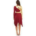 thumbnail image 3 of inhzoy Women's Color Block Long Sleeve Praise Dance Dress Burgundy S, 3 of 8