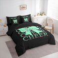 thumbnail image 3 of Manfei Teens Girls Cute Bow-Tie 7 Pieces Bedding Comforter Set,Cheer Team Bowknot Full Bedding Set Lightweight,Green Bling Glitter Fitted Sheet Flat Sheet,Ultra Soft Home Decor,Reversible, 3 of 8