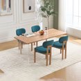 thumbnail image 4 of S-HOME Fabric Upholstered Wooden Dining Chairs Set of 2 in Classic Beige Perfect for Kitchen and Dining Room Décor，Teal, 4 of 16