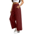 thumbnail image 2 of Liuinsasek Cotton-Linen Pants for Women Solid-Color Loose Casual High Waist Slimming Elastic Waistband Lightweight Trousers, 2 of 9