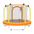 thumbnail image 1 of Trampolín de 55 pulgadas para niños Trampolín para niños pequeños de interior y al aire libre con aro de baloncesto, 1 of 5