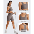thumbnail image 6 of G4Free Ribbed Crewneck Sports Bras Padded for Women - Racerback Crop Tank Tops Workout Yoga Medium Impact, 6 of 7