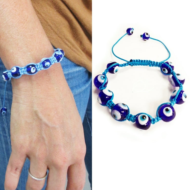 2 Evil Eye Bead Bracelets Lucky Blue Amulet Nazar Protection