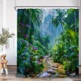 thumbnail image 7 of Natural Scenery Forest Green Shower Curtain Trees Sunshine Tropical Forest Nature Bathroom rations Bath Curtain with, 7 of 7