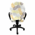 thumbnail image 3 of Fruits Office Chair Slipcover, Soft Toned Exotic Pineapple Tropical Diet Food Illustration, Protective Stretch Decorative Fabric Cover, Standard Size, Marigold Dimgray, by Ambesonne, 3 of 5
