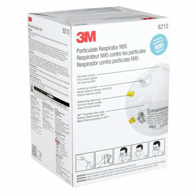 ☆【2ケース販売】3M 8210 N95防塵マスク 20枚入×8箱 =160枚 3M Industrial Dust Respiratory Face Mask, N95 Particulate