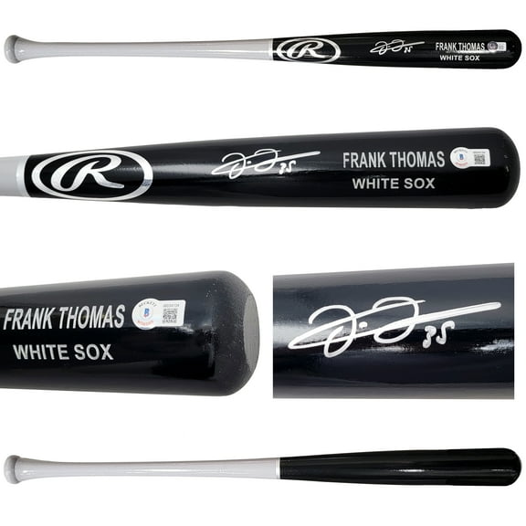 Frank Thomas Autographed Black & Grey Rawlings Game Model Bat Chicago White Sox Beckett BAS Witness 209067