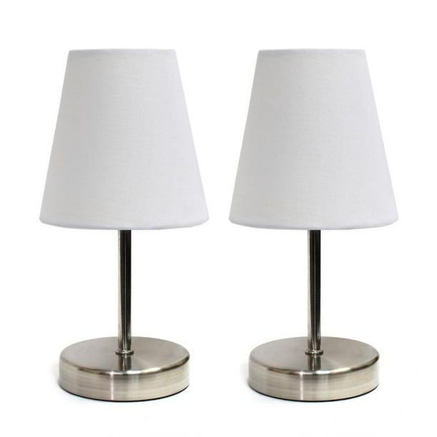 Simple Designs Sand Nickel Mini Basic Table Lamp with Fabric Shade 2 Pack  Set - Walmart.com