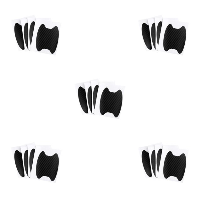 maskred 1/2/3/5 4Pcs/Set Autocollant de Porte de Voiture en Fibre de Carbone Couverture Résistante aux Rayures Poignée Automatique Noir 5PCS