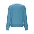 thumbnail image 5 of Only Moment Blue Long Sleeve Knit Sweater Tops V Neck Long Sleeve Tops Fall Winter Clothes Crewneck Cozy Outfits Pullover S, 5 of 5