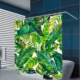 thumbnail image 3 of Cortina de ducha tropical, juego de cortinas de baño de tela de hoja de palma de plátano verde con ganchos decoración de baño lavable a máquina Adepaton 2034905-5, 3 of 8