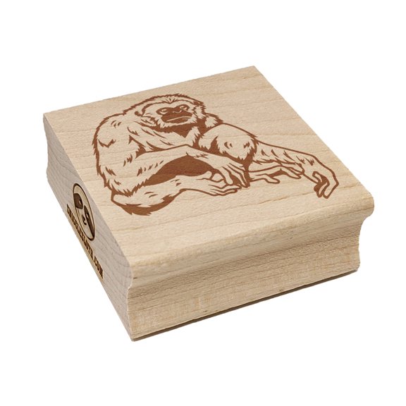 White Handed Gibbon Square Rubber Stamp Stamping Scrapbooking Crafting - Medium 1.75in