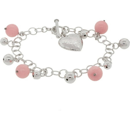 Pori Jewelers Pink Agate Sterling Silver Bracelet