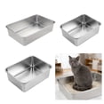 thumbnail image 2 of AOOOWER Cats Litter Box Stainless Steel High Side Height Smooth Surfaces Metal Pans, 2 of 8
