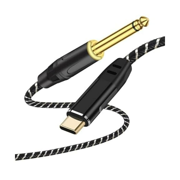 USB C Guitar Cable,10FT Guitar 1/4 Inch TS to Computer USB Type C Interface Recording Cable for Instruments Recording Singing, Premium Braided Shielding Cable,Gold Plated Plug.Plug and Play
