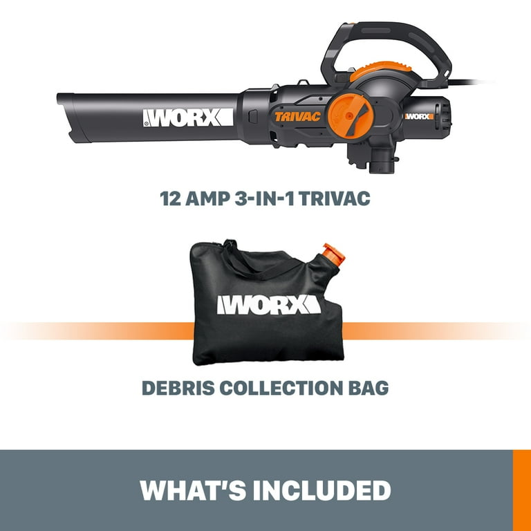 Worx WG512 3 in 1 Trivac 2 Speed Corded Electric Leaf Blower