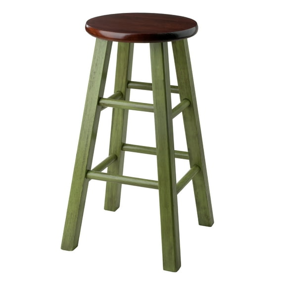 Winsome Ivy 24" Counter Stool, Rustic Green & Walnut Finish