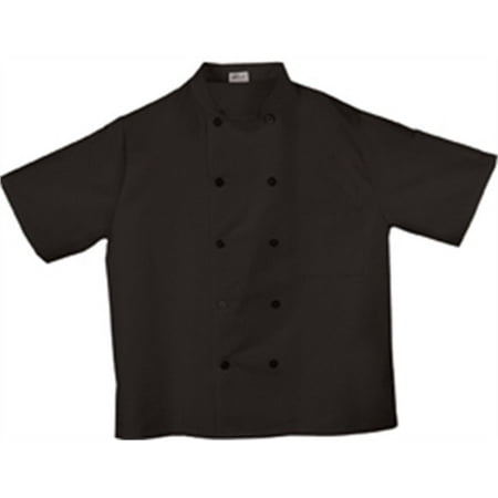 Coat Black Short Sleeve Buttons - Fame Fabrics C10P 10 Button Short Sleeve Classic Chef Coat