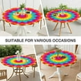 thumbnail image 7 of Colorful Tie Dye Mandala Pattern Round Fitted Tablecloth with Elastic Edge,Dining Table Cover Waterproof,Outdoor Round Tablecloth for Camping,Dining,Indoor and Outdoor, 7 of 7