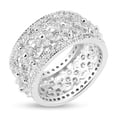thumbnail image 4 of Sterling Silver 925 Vintage Flower Wide Filigree Eternity Ring White CZ Jewelry Female Size 8, 4 of 4